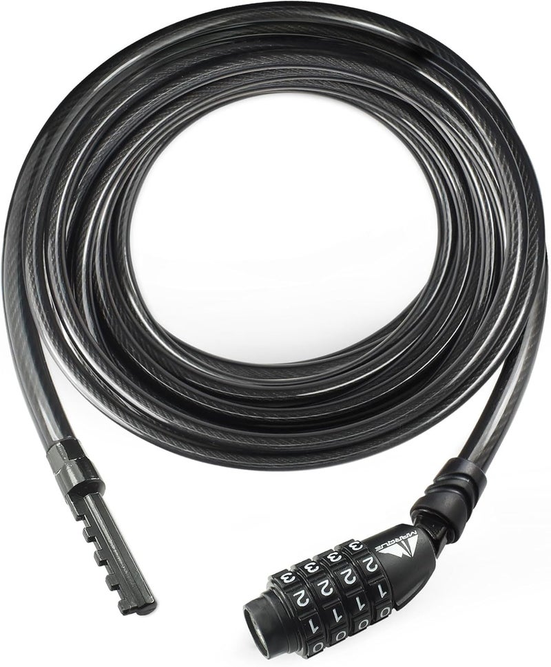 MARQUE Straight Combination Bike Lock Cable - 3/8 inch (5FT, 10FT, 15FT, 25FT) Resettable Combination Lock, Anti-Theft Security Cable for Bicycles, Kayaks, Paddle Boards, Gates&Outdoor Gear (25 FT) - Image 1